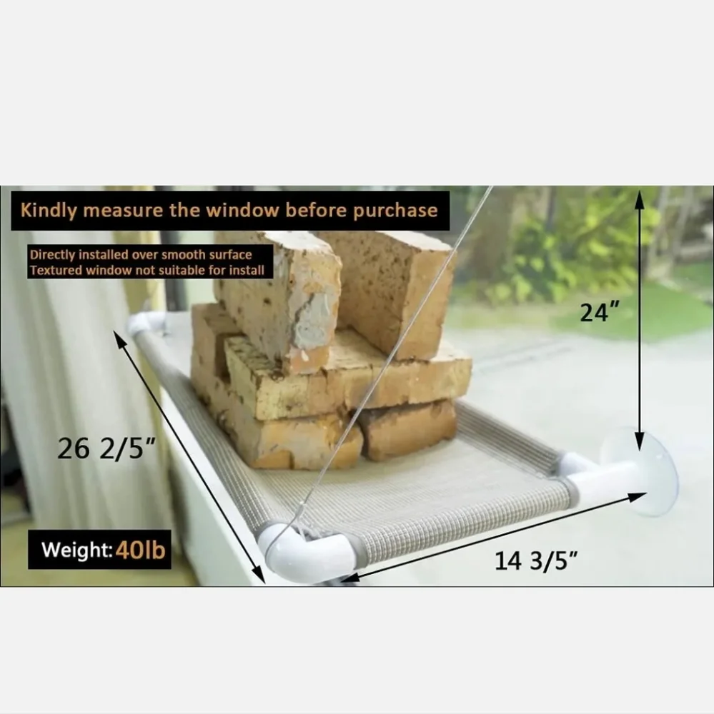 Cat Window Hammock Cat Window Suction Cup Window Perch ~ Beige /Grey